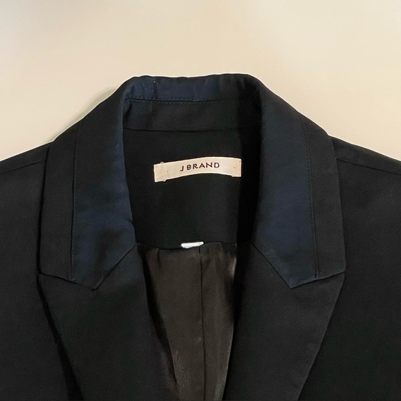 J Brand Two Tone Blazer Button Front Suit Jacket Black Size 2 Classic Neutral - Picture 11 of 12